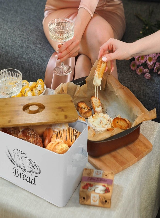 SOTECH Bread Box with Cutting Board and Handle Bread Holder with Bamboo Lid for Kitchen Countertop,Loaf Bread Storage Container Farmhouse Bread Bin - Image 4